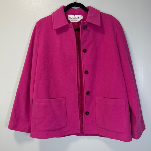 The Works Saks Fifth Avenue Jackets & Blazers - The Works Saks Fifth Avenue Pink Wool Cashmere Blend Button Front Jacket Size 8